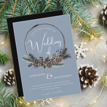 Dusty Blue und Black Christmas Wreath Wedding