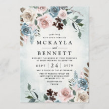 Dusty Blue und Blush Pink Mauve Floral Wedding