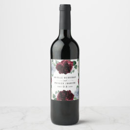 Dusty Blue und Burgund Cranberry Hochzeit im Herbs Weinetikett