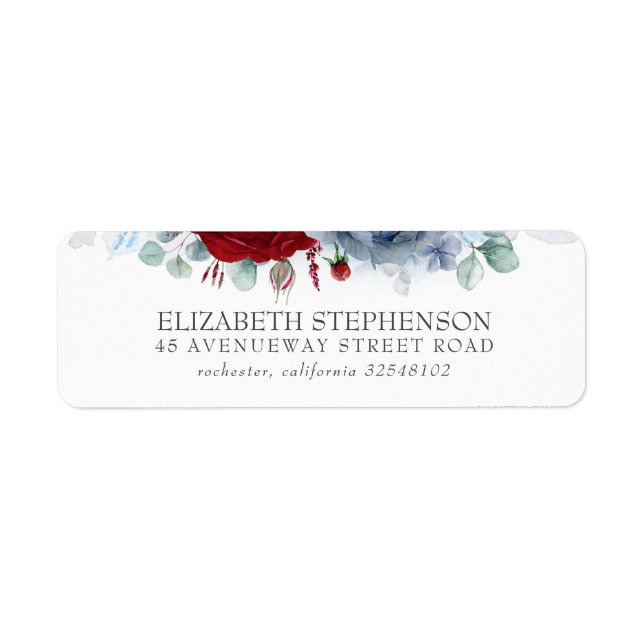 Dusty Blue und Burgund Red Floral Elegant (Vorne)