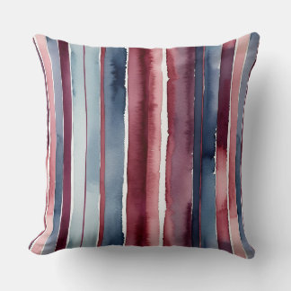 Dusty Blue und Burgund Rose Streifen Kissen