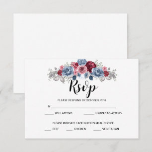 Dusty Blue und Burgundy Wedding RSVP
