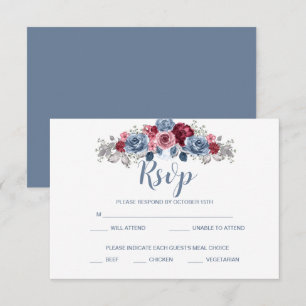 Dusty Blue und Burgundy Wedding RSVP Enclosure