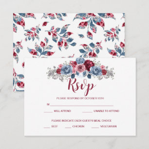 Dusty Blue und Burgundy Wedding RSVP Enclosure Save The Date