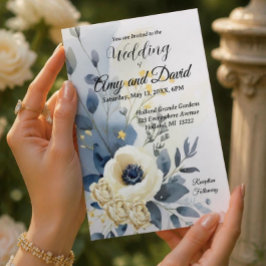 Dusty Blue und Creme Wedding Einladung Acrylic