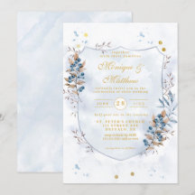 Dusty Blue und Gold Blueberries Shield Wedding