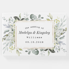 Dusty Blue und Gold Elegante Rustikale Hochzeit mi Gästebuch