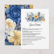 Dusty Blue und Gold Floral Wedding Guest Details