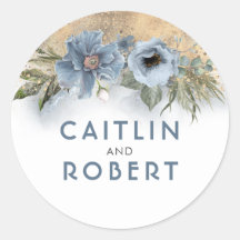 Dusty Blue und Gold Glitzer Floral Wedding