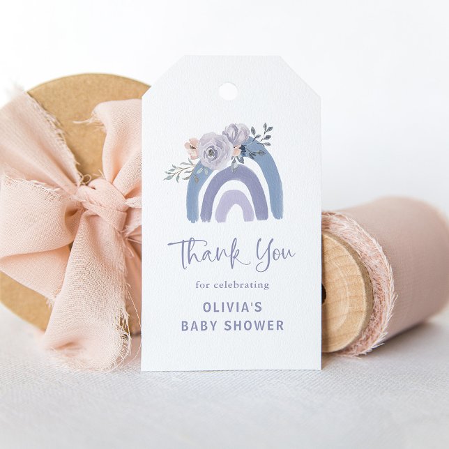 Dusty Blue und Lila Boho | Rainbow Baby Dusche Geschenkanhänger (Von Creator hochgeladen)