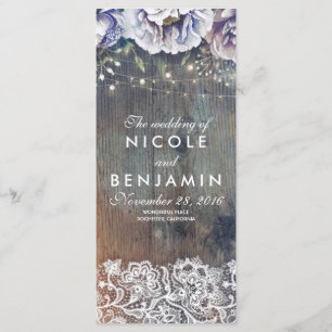 Dusty Blue und Maroon Floral Weddings Programme