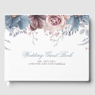 Dusty Blue und Mauve Floral Wedding Gästebuch