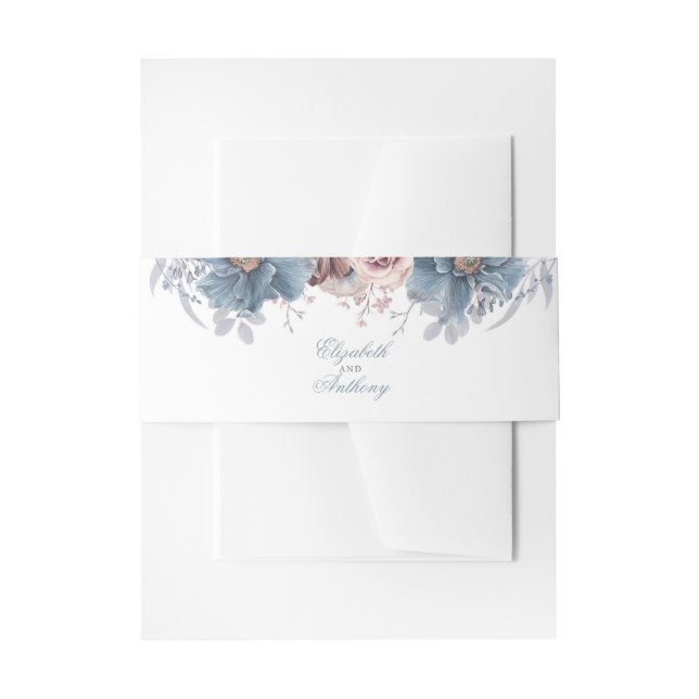 Dusty Blue und Mauve Florals Einladungsbanderole (Vorderseite Beispiel)