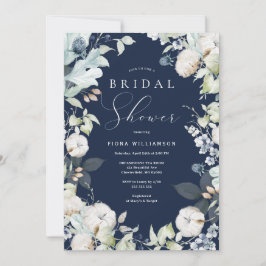 Dusty Blue und Navy Floral Brautparty Einladung