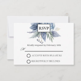 Dusty Blue und Navy Wedding RSVP Karte