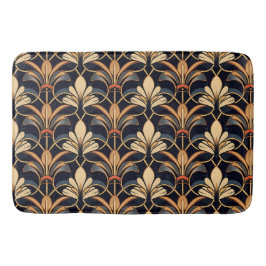 Dusty Blue und Orange Art Deco Badematte