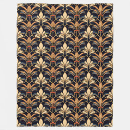 Dusty Blue und Orange Art Deco Fleecedecke