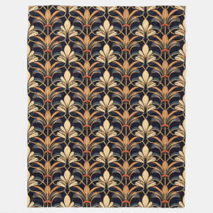 Dusty Blue und Orange Art Deco Fleecedecke