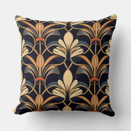 Dusty Blue und Orange Art Deco Kissen