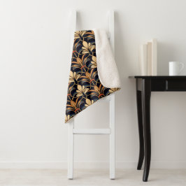 Dusty Blue und Orange Art Deco Sherpadecke