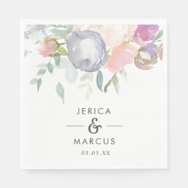 Dusty Blue und Pink Blume Hochzeit Serviette