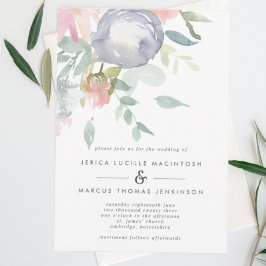Dusty Blue und Pink Blume Pastel Spring Wedding Einladung