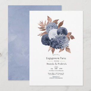 Dusty Blue und Rose Gold Floral Engagement Party Einladung