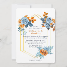 Dusty Blue und Rusty Peony Floral Gold Wedding