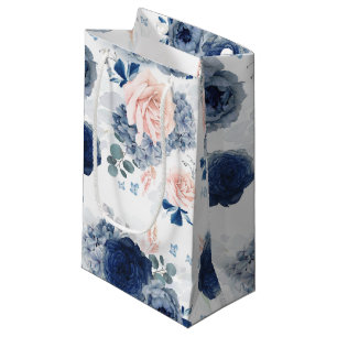 Dusty Blue und Soft Light Pink Blume Elegant Kleine Geschenktüte