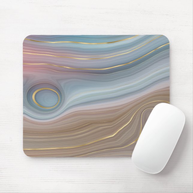 Dusty Blue und Taupe Agate Mousepad (Mit Mouse)