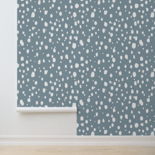 Dusty Blue und White Abstrakt Dots Tapete