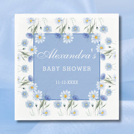 Dusty Blue und White Floral Boho Baby Dusche Serviette