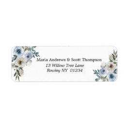 Dusty Blue und White Floral Gold Rücksendeadresse
