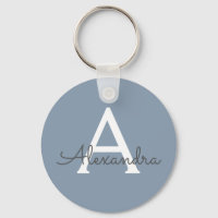 Dusty Blue und White Mit Monogramm