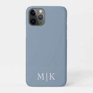Dusty Blue und White Modernes Monogramm Case-Mate iPhone Hülle