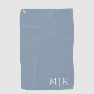 Dusty Blue und White Modernes Monogramm Golfhandtuch