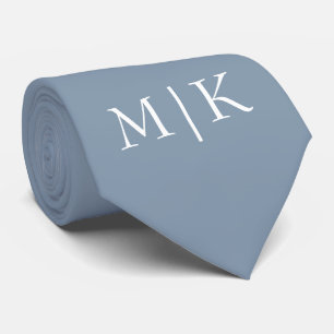 Dusty Blue und White Modernes Monogramm Krawatte
