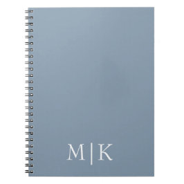 Dusty Blue und White | Modernes Monogramm Notizblock