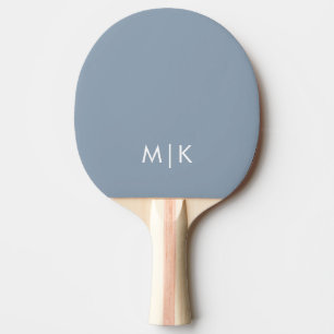 Dusty Blue und White   Modernes Monogramm Tischtennis Schläger