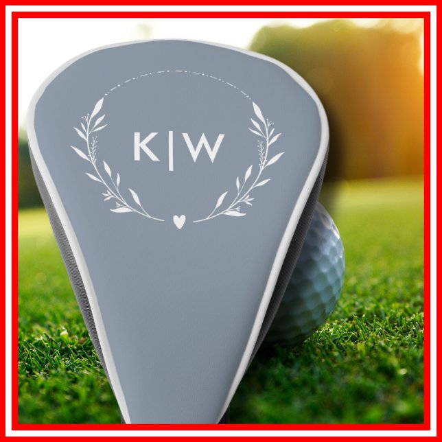 Dusty Blue und White | Monogram für moderne Initia Golf Headcover (Dusty Blue and White | Modern Initials Monogram Golf Head Cover)