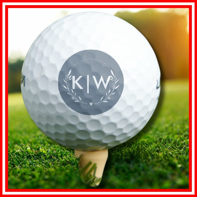 Dusty Blue und White | Monogram für moderne Initia Golfball (Dusty Blue and White | Modern Initials Monogram Golf Balls)