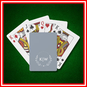 Dusty Blue und White   Monogram für moderne Initia Spielkarten