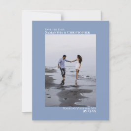 Dusty Blue Vertical Foto Minimalistisch Wedding Save The Date