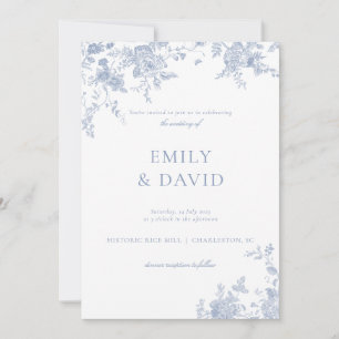 Dusty Blue Victorian Floral Faire-part de mariage