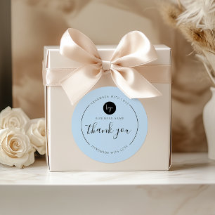 Dusty Blue Vielen Dank Handmade mit Liebe Runder Aufkleber