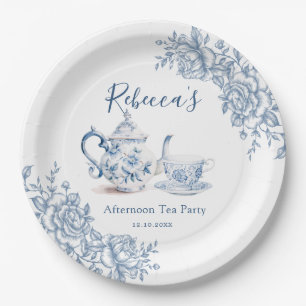 Dusty Blue Viktorianisch Garden Brautparty Tea Pappteller