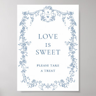 Dusty Blue Viktorianische Liebe ist Sweet Wedding Poster
