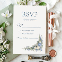 Dusty Blue Villa Romance RSVP-Karte