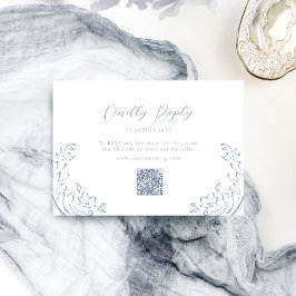Dusty Blue Vintag Blüh QR Code Hochzeit RSVP Karte
