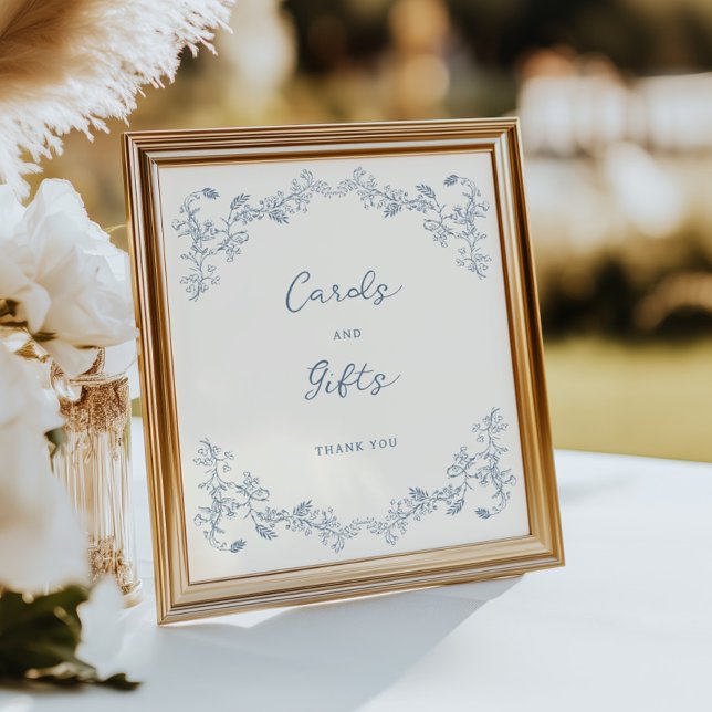 Dusty Blue Vintag Chinoiserie Karten und Geschenke Poster (Von Creator hochgeladen)